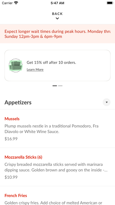 Tonino's iPhone screenshot 3 - Food & Drink app