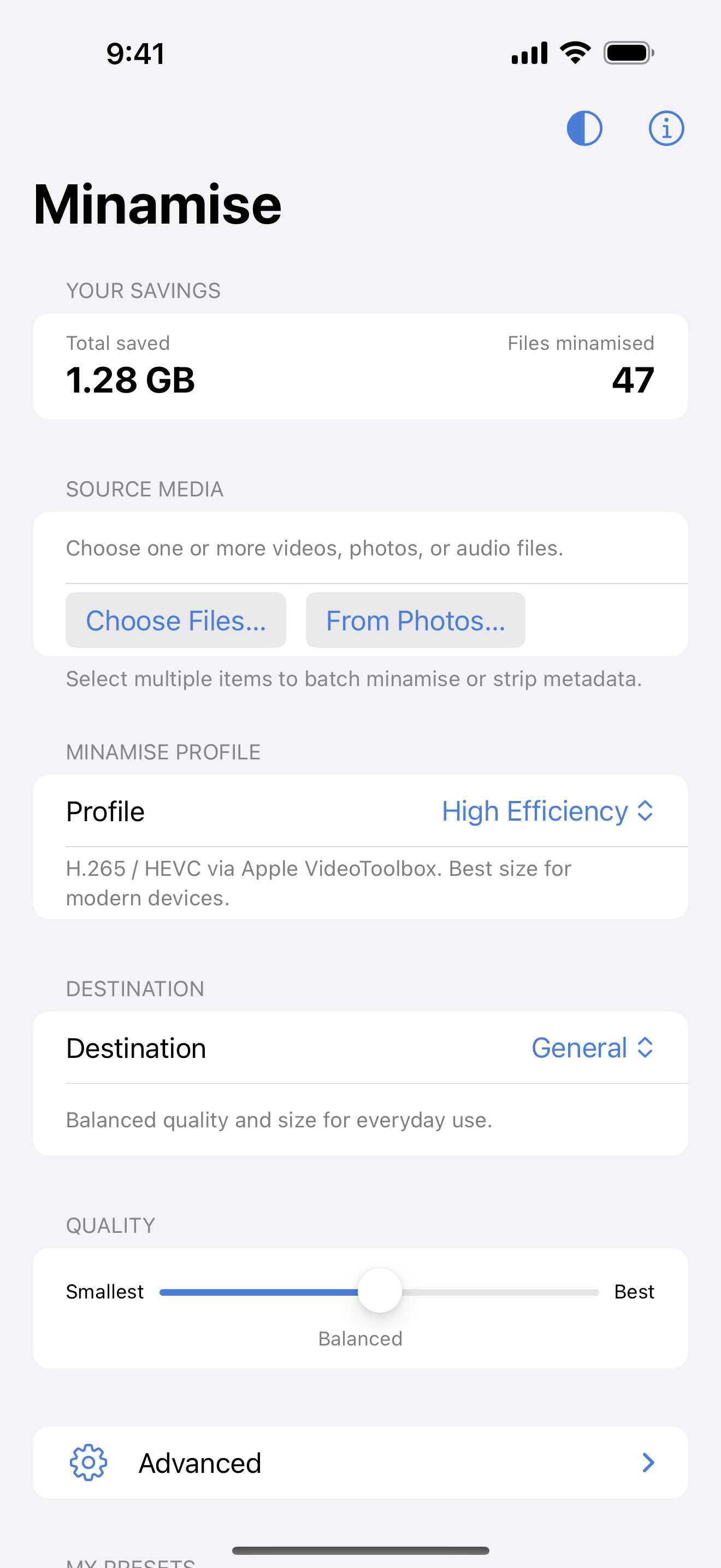 Minamise: Compress Media screenshot 5
