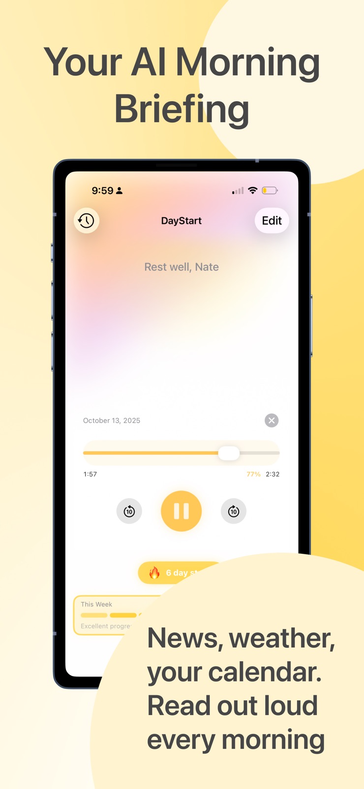 DayStart AI: Morning Briefing iphone screenshot 1