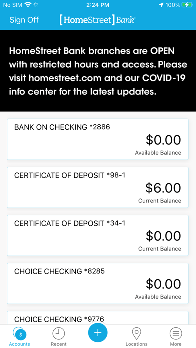 HomeStreet Mobile Banking Screenshot