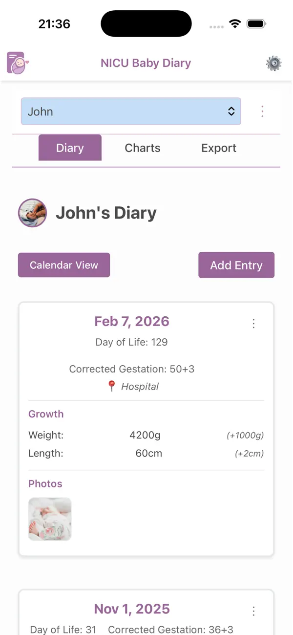 Screenshot #2 pour Nicu Baby Diary