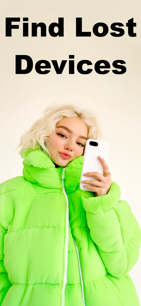 Find: my phone,device tracker - This initial screen presents the app's core purpose with clear 'Find Lost Devices' text and a user holding a modern smartphone, symbolizing immediate device recovery.