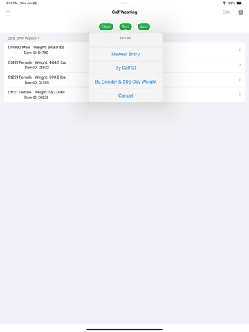 Calf 205-Day Weaning Weight iPad screenshot