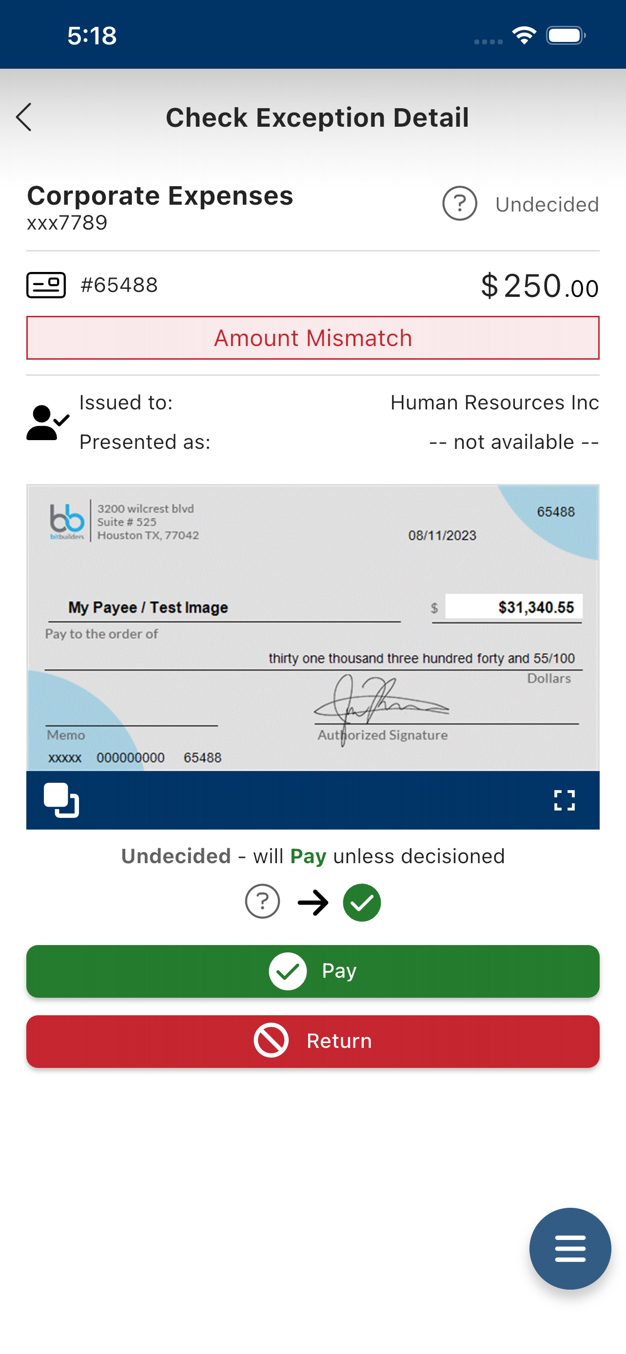 Amegy Bank Positive Pay screenshot 5