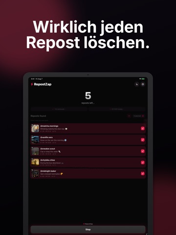 RepostZap: Repost Remover iPad screenshot 1