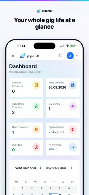 giganizr – Band & Gig Manager screenshot 1