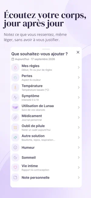 Lunaa – Suivi de cycle screenshot 3