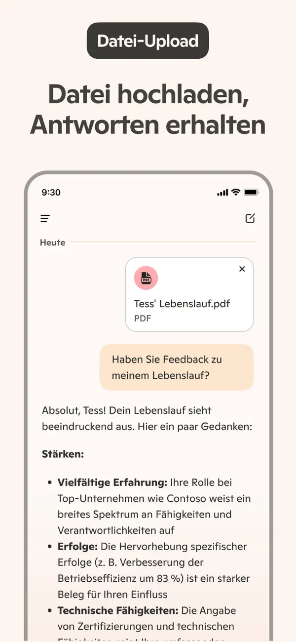 Microsoft Copilot iPhone App Screenshot 8 – Produktivität