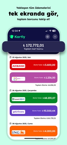 Kartly: Borç Ödeme Takibi screenshot