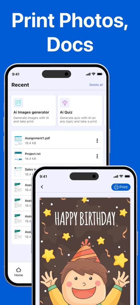 HP Smart Printer App : iPrint - The app facilitates direct printing of recent items, including AI-generated content and essential documents, enhancing user efficiency.