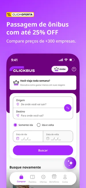 ClickBus - Passagens de Ônibus iPhone screenshot 1