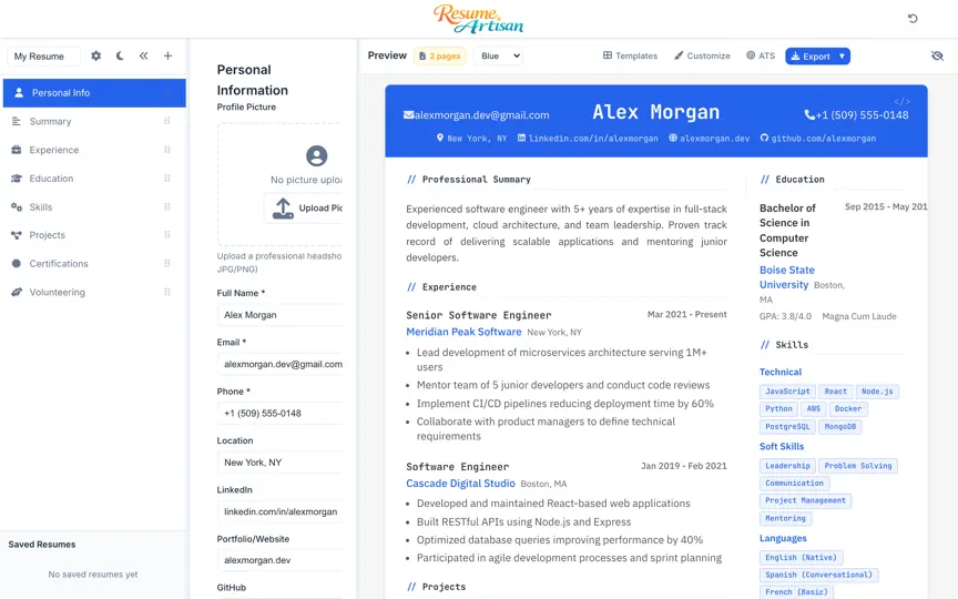 Capture d'écran de Resume Artisan: CV Builder sur iPhone 8