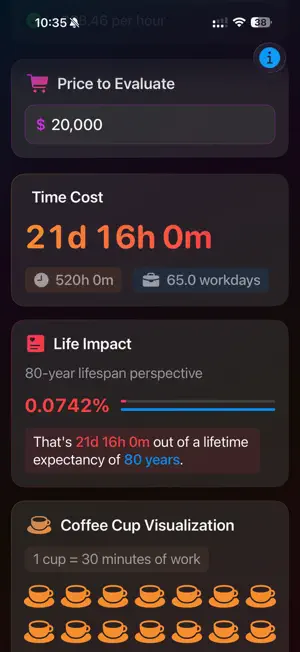 Dollars to Time Calculator screenshot 2