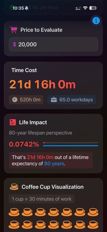 Dollars to Time Calculator screenshot