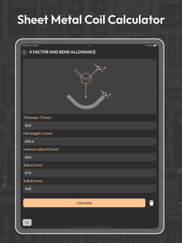Bend Deduction & Flat Length iPad screenshot