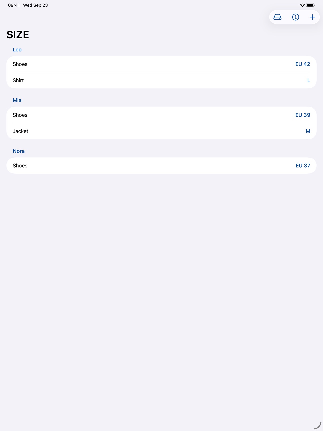 Screenshot 2 of SIZE – Private Size Cards