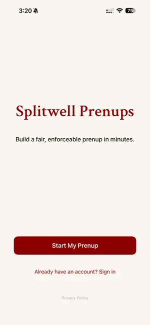 SplitWell Prenups screenshot 1