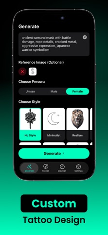 Tattoo Design Generator AI iPhone screenshot
