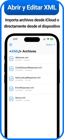 Visor, lector y editor de XML iPhone screenshot 1