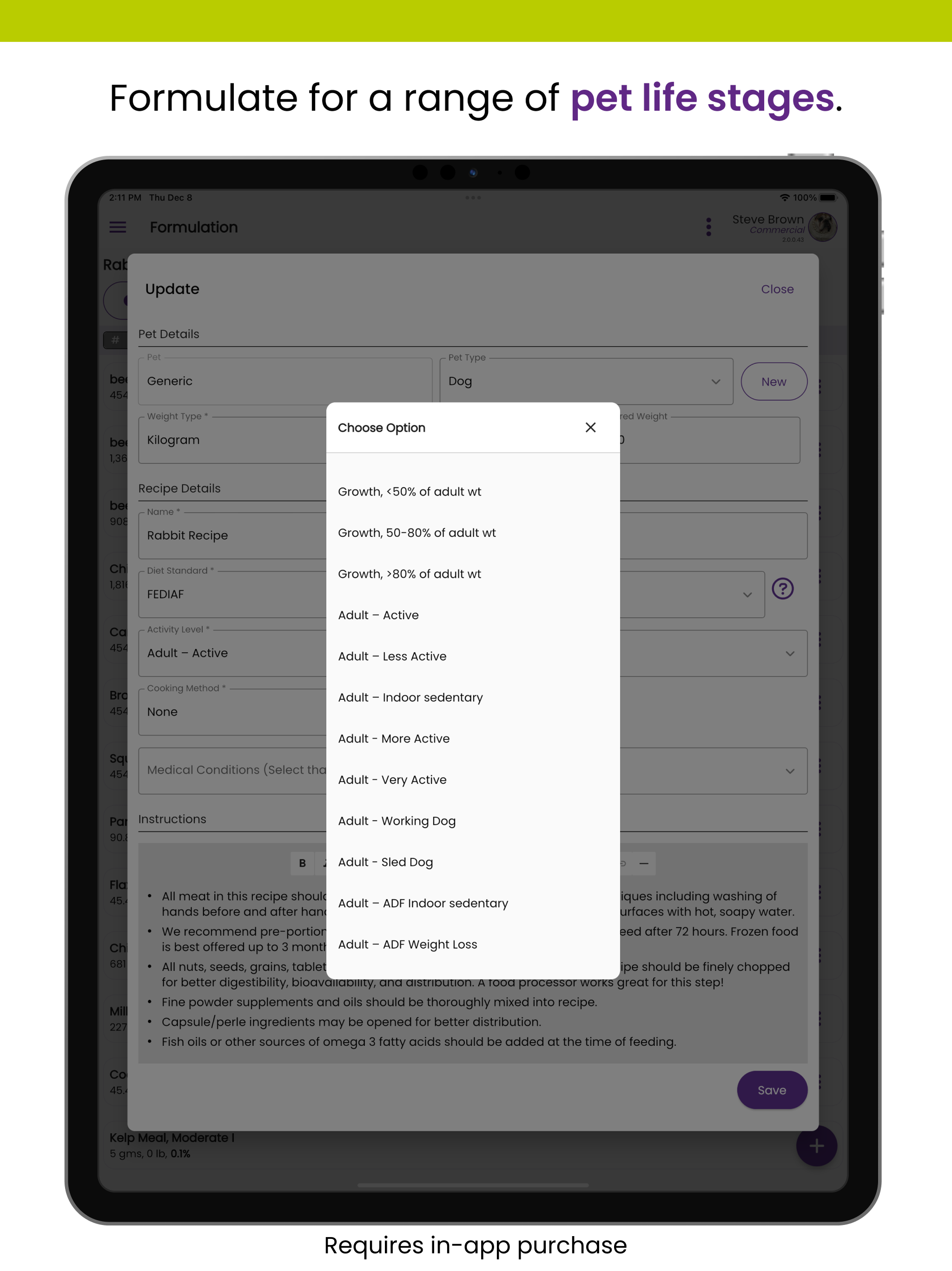 Animal Diet Formulator App