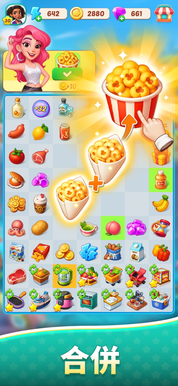Foodstars: Merge & Cook iOS Mod IPA screenshot 2 - iOS game interface