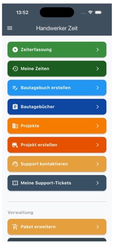 Handwerker Zeit App iPhone screenshot
