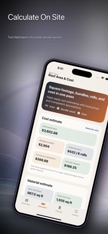 Roofing Cost Estimator screenshot
