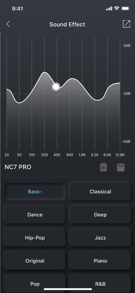 TOZO-Tech Around You - The app offers a granular customizable equalizer curve and a selection of predefined sound effect presets for a tailored audio experience.