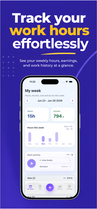 Work Hour Tracker - WorkLog Screenshot 1 of 3