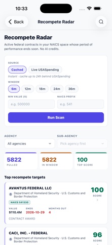 PursuitAI GovCon iPhone screenshot