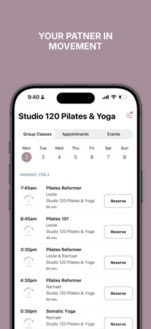 Studio 120 Pilates & Yoga iPhone screenshot