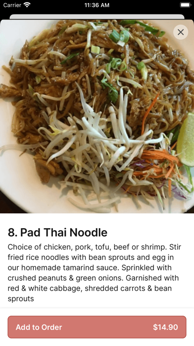 Our Thai House iPhone screenshot 3 - Food & Drink app