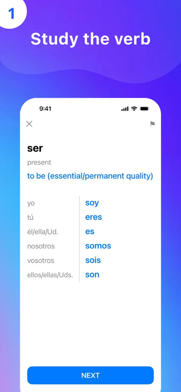 #5. Learning Spanish Verbs, French (iOS) By: Cosmic Taps SL