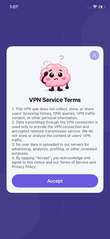 BrainVPN iPhone screenshot