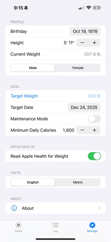 OneCal Calorie Tracker Screenshot 3 of 3