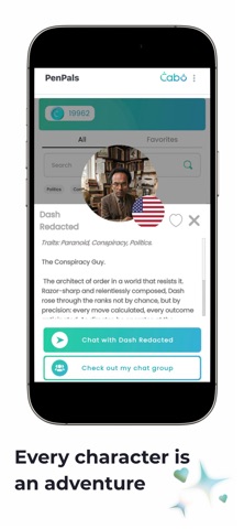 Cabo PenPals AI Chat iPhone screenshot