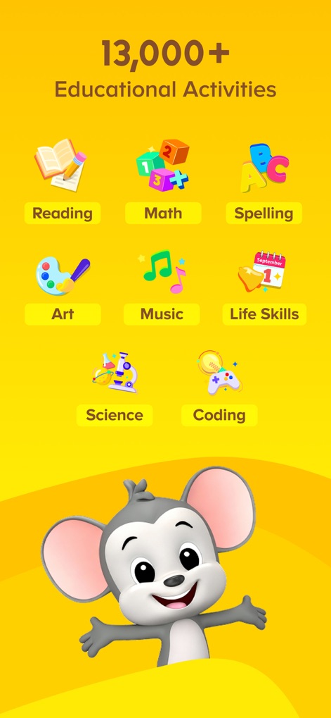 ABCmouse: Kids Learning Games - Explore an extensive range of learning opportunities organized in a clear subject grid, overseen by the welcoming mascot mouse.
