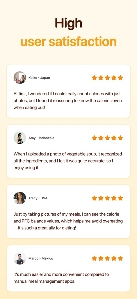 Calsee - AI Calorie Counter - Discover how satisfied users from around the globe praise the app's intuitive tracking capabilities and the accuracy of its AI analysis.