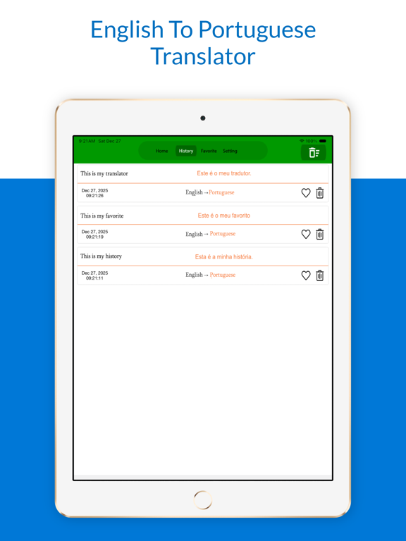 English To Portuguese Trans iPad screenshot