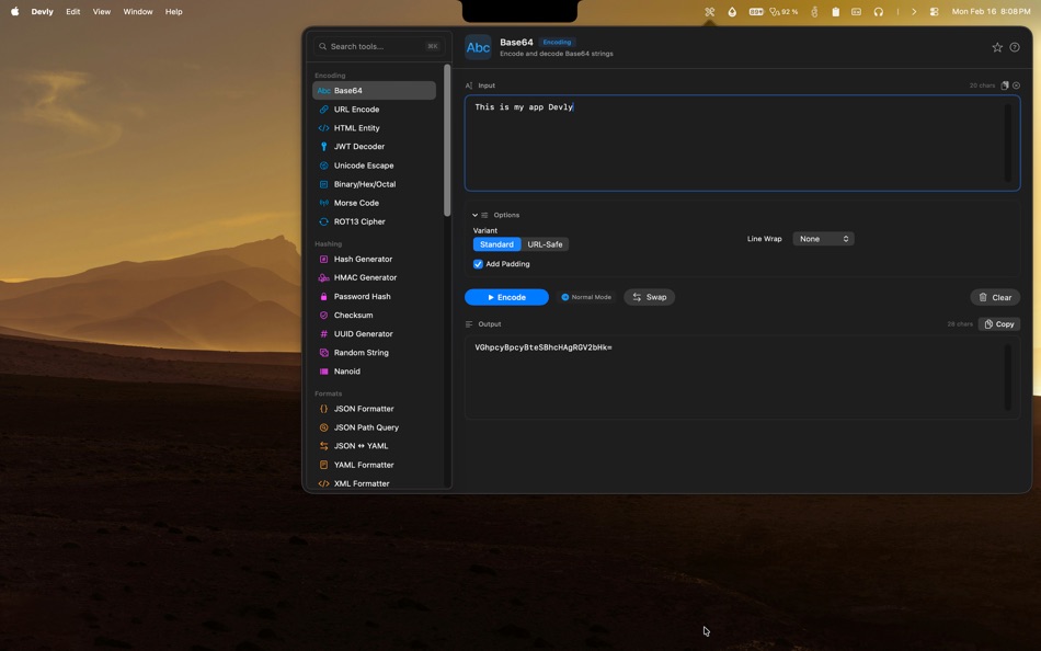 #1. Devly (macOS) By: Sangeetha Saseendran