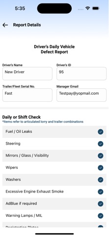 LGV Vehicle Defects screenshot