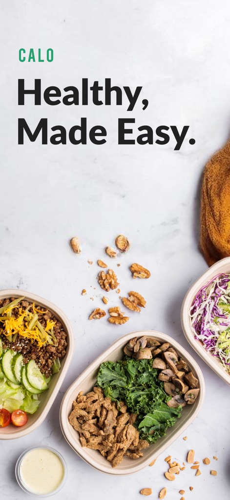Calo - كالو - The app presents chef-prepared meal bowls and an array of fresh, healthy ingredients, making nutritious eating effortlessly accessible.