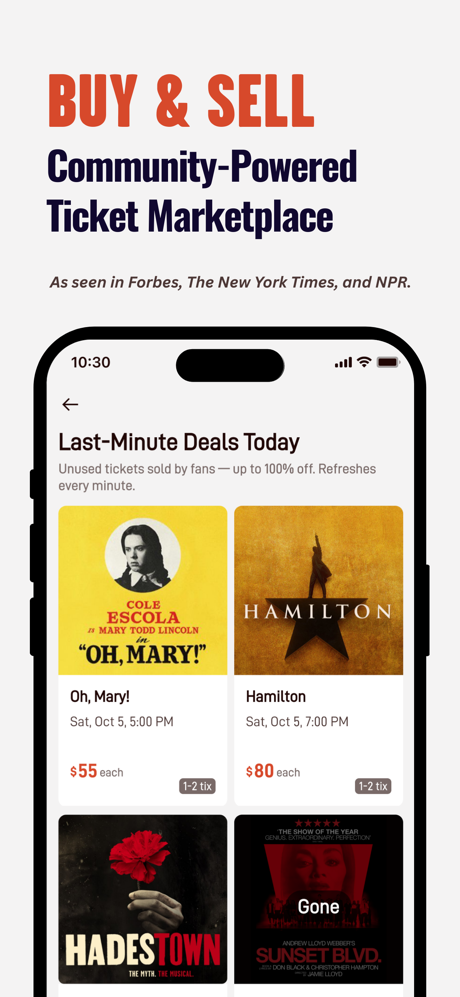 Theatr - Buy/Sell Last-Min Tix screenshot 1