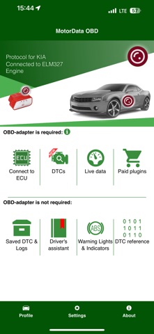 MotorData OBD ELM car scanner iPhone screenshot