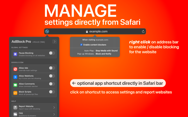 AdBlock Pro for Safari Screenshot