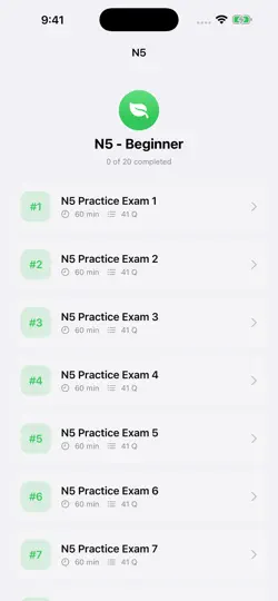 Screenshot von JLPT Studio Exams auf dem iPhone 2