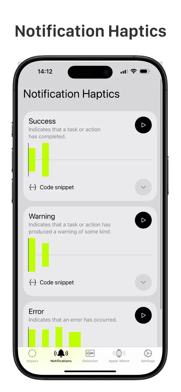#5. Haptics - Test Device Feedback (iOS) Podle: Ivan Obodianskyi