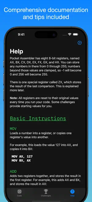 Pocket Assembler iPhone screenshot 3