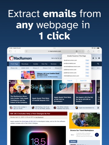 Email Finder for Safari iPad screenshot