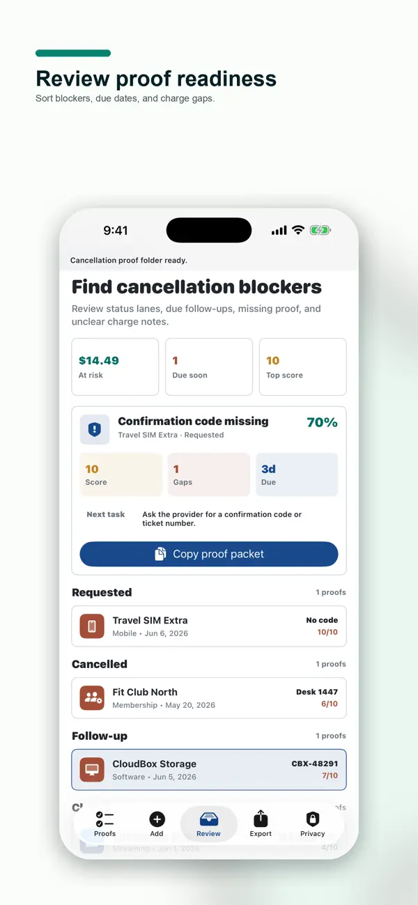 Screenshot #3 pour Cancellation Proof Folder